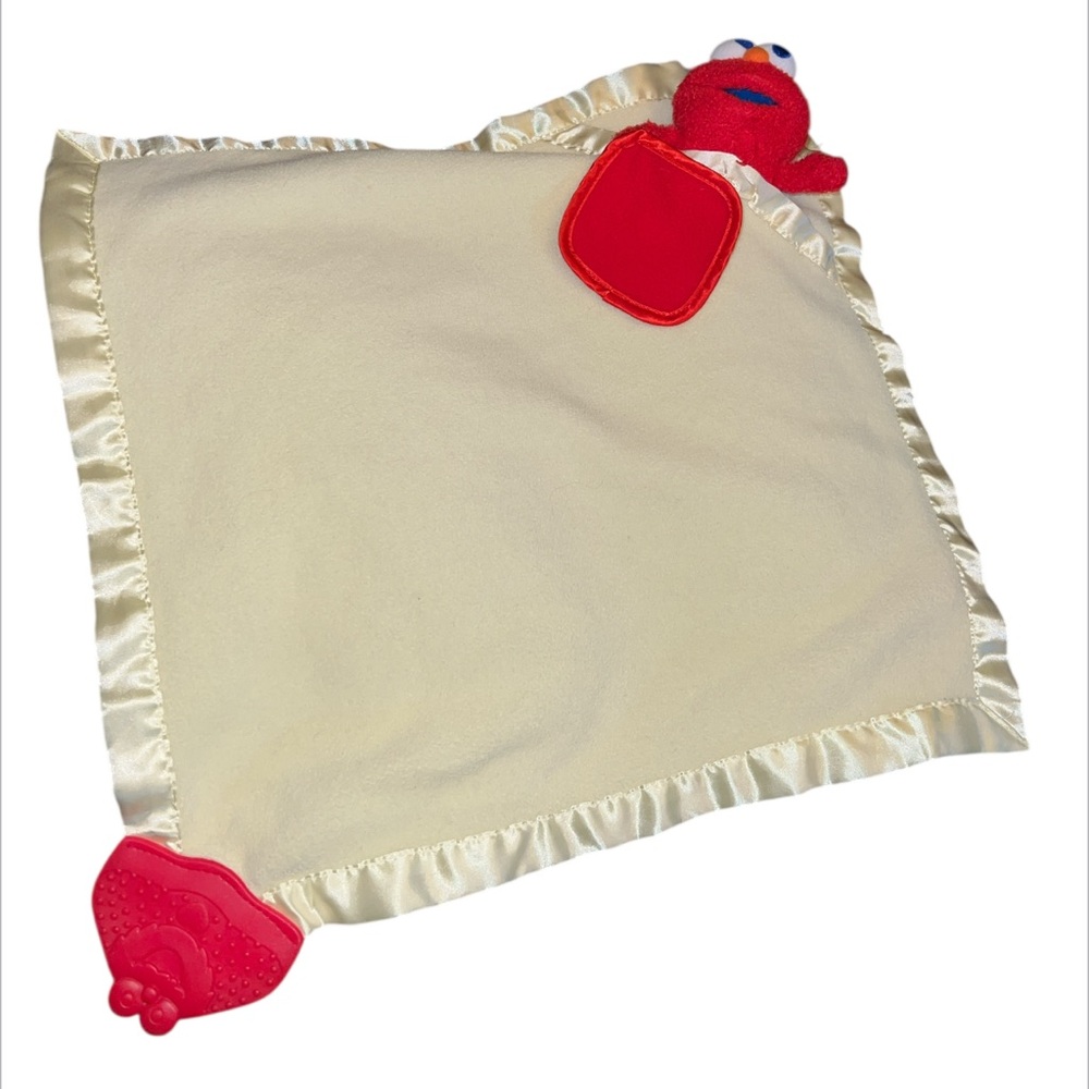 Sesame Beginnings Elmo Yellow Lovey Security Blanket Crinkle Rattle Teether - Picture 2 of 4